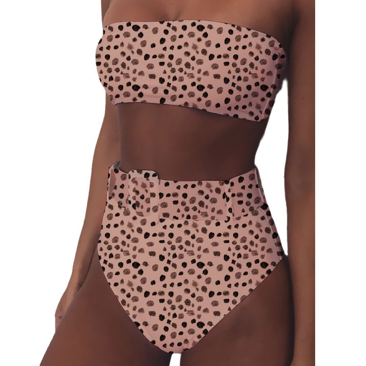 Dame Bandeau-bikini med elegant høj talje og moderne dyreprint Stilla