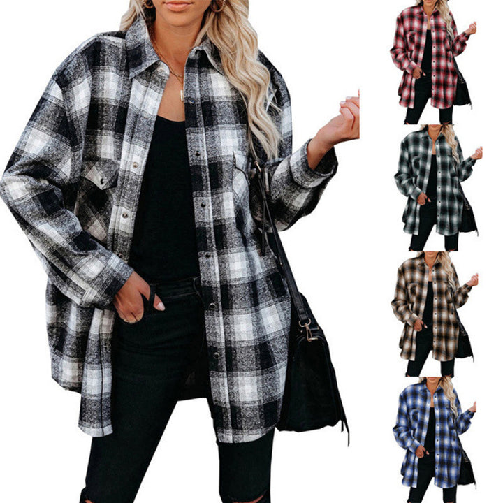 Dameternetterned flannel skjorte Stilla