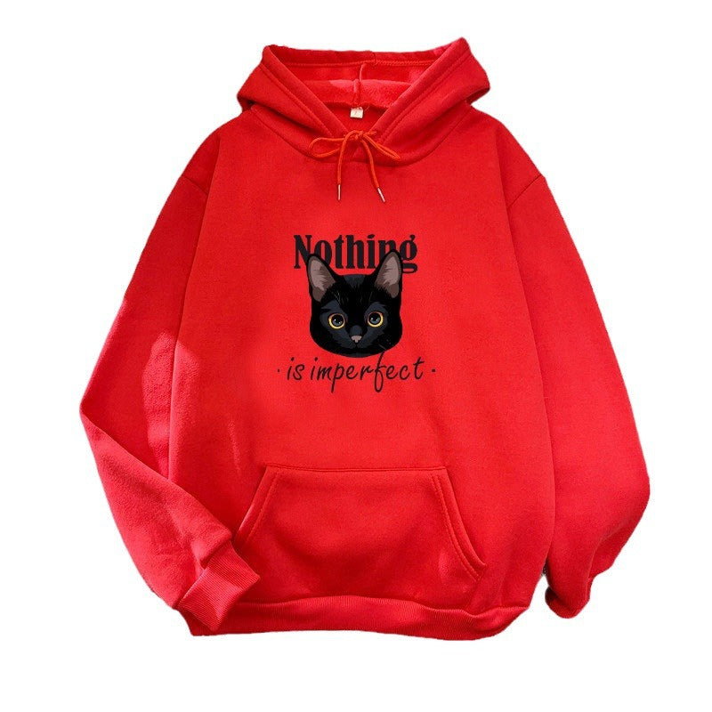 Women's Cozy Hoodie with Artistic Cat Design Skovae