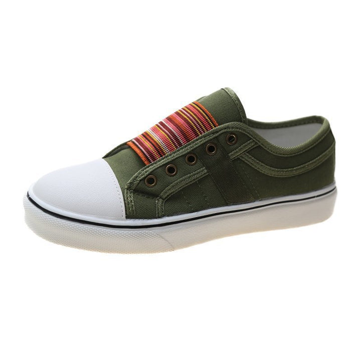Dame modische Sneakers med bred elastisk indtræksåbning og farverigt stribedesign Stilla