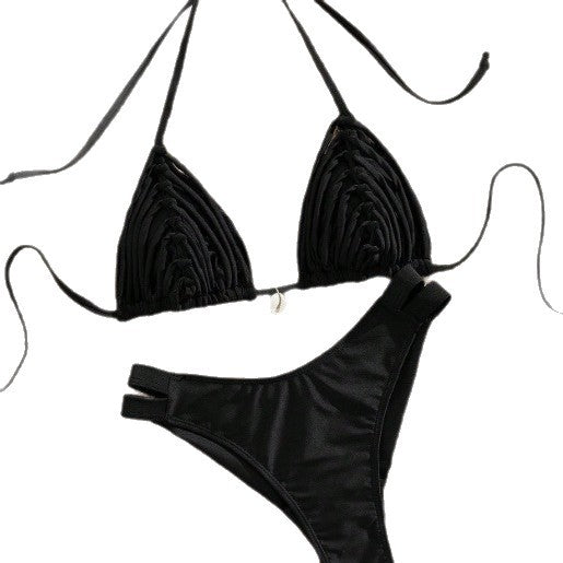 Dame triangel-bikini med afslappet rynkelement Skovae