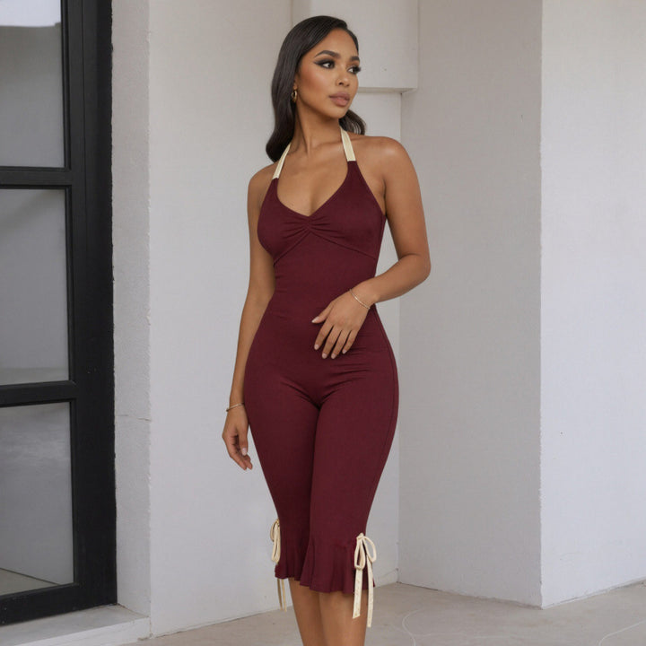 Dame Elegant jumpsuit med indpakningsdetaljer og flydende ben Skovae