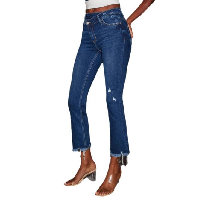 Dame Flared Jeans med frynset kanter og høj talje Stilla