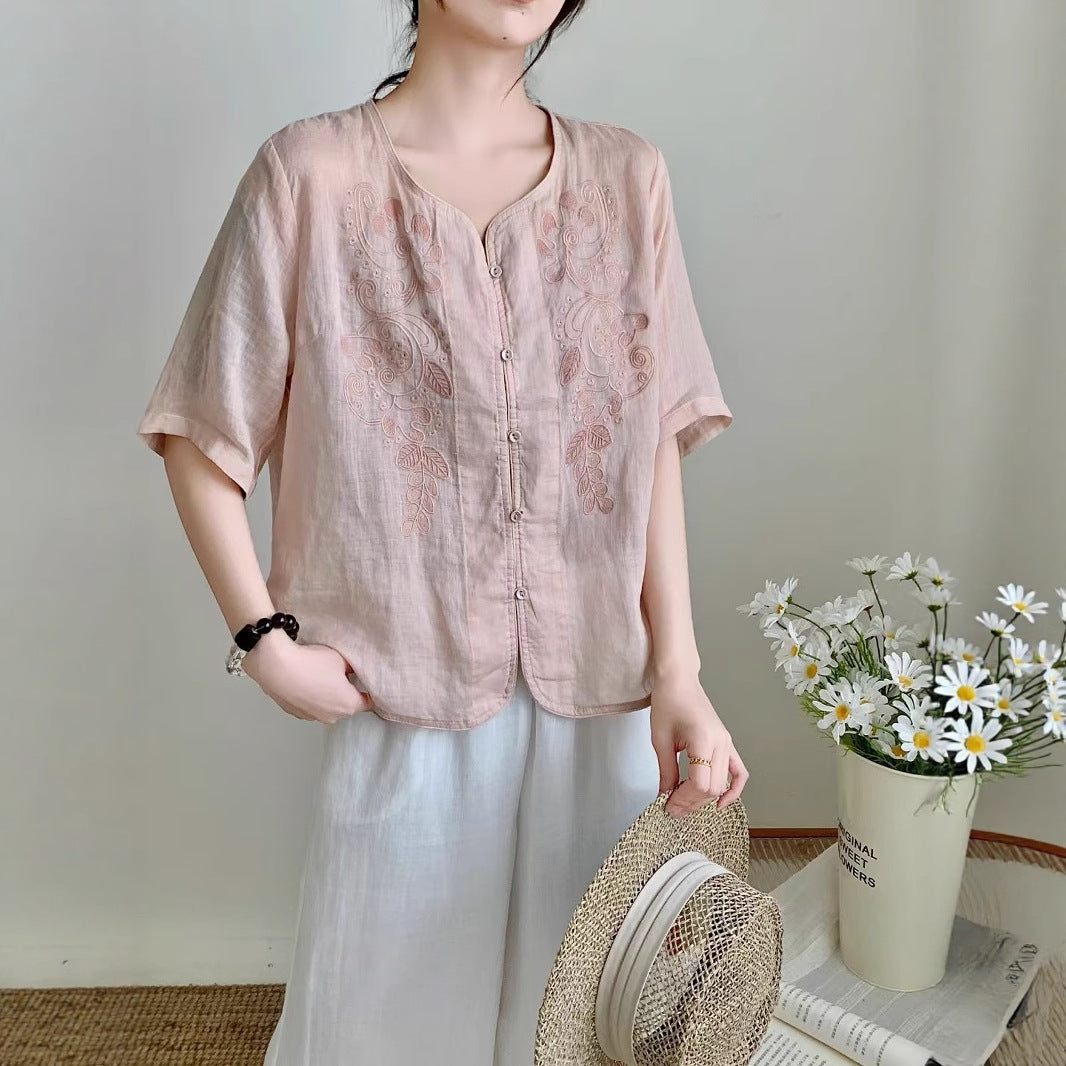 Femme Bestikset Button-Up Linned blouse Stilla