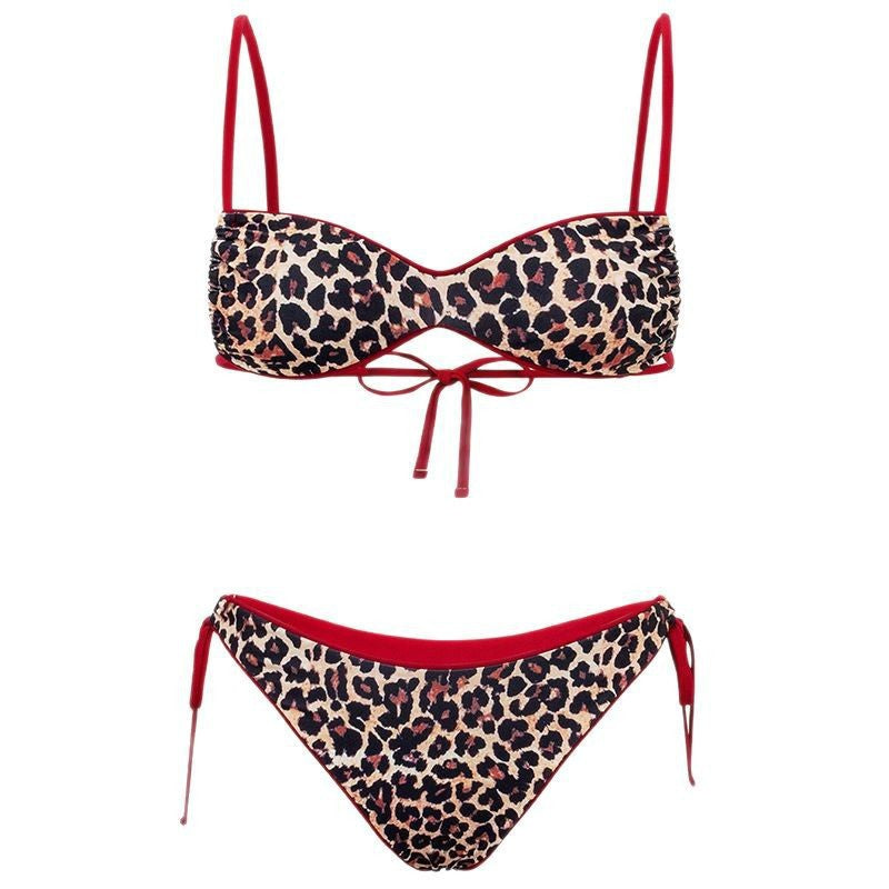 Dame Push-Up Bikini med elegant dyreprint og justerbare stropper Skovae