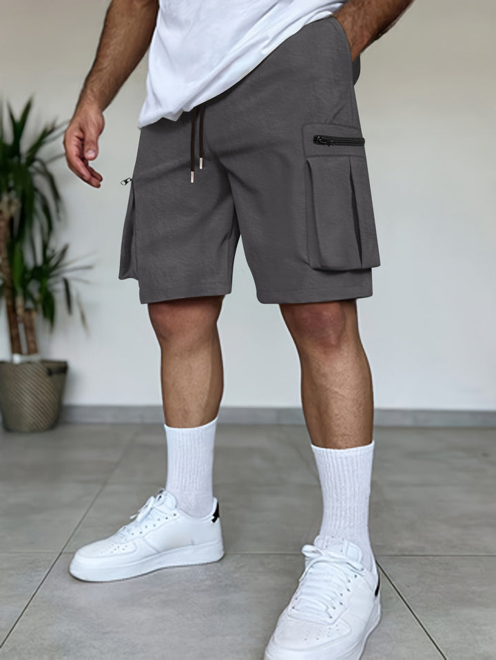 Herrer Utility Cargo Shorts med lynlåslommer Stilla