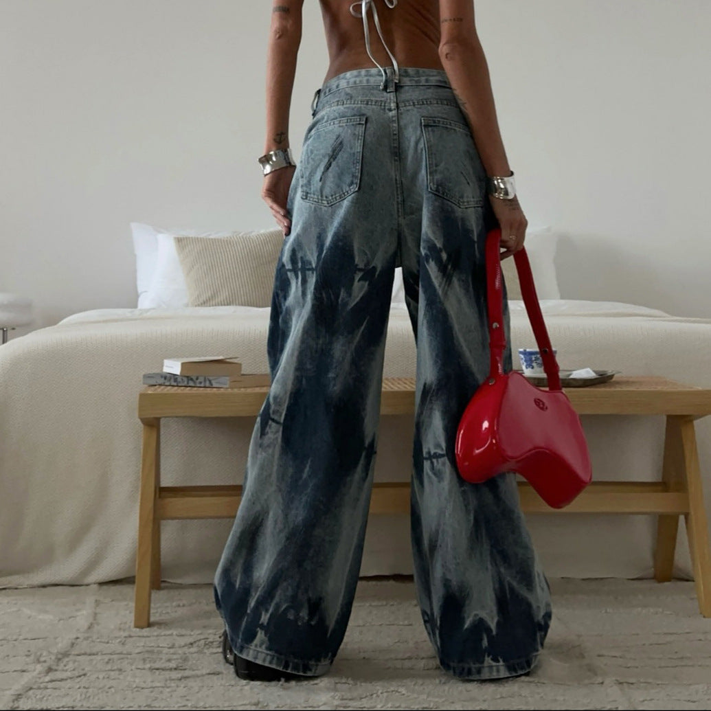 Kvindernes brede jeans med moderne vaskelook Stilla