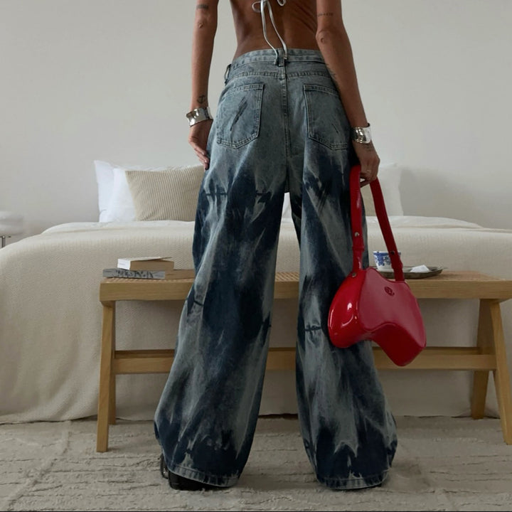 Kvindernes brede jeans med moderne vaskelook Stilla