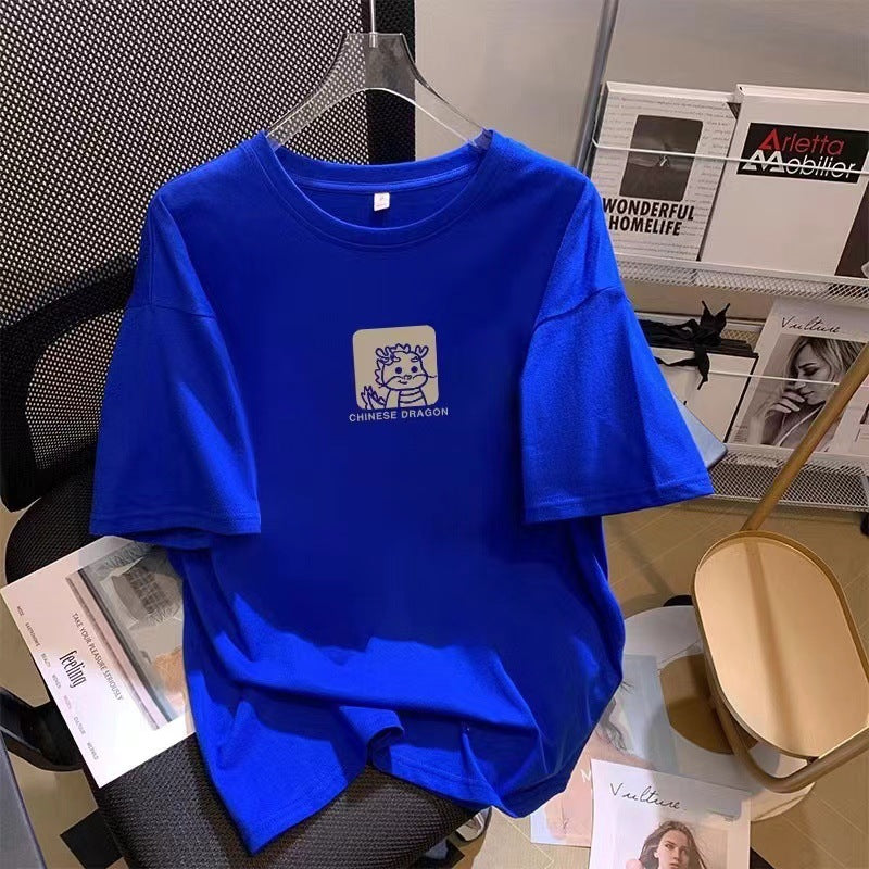 Dame T-shirt med kreativ dragemønster og behagelig oversized pasform Stilla