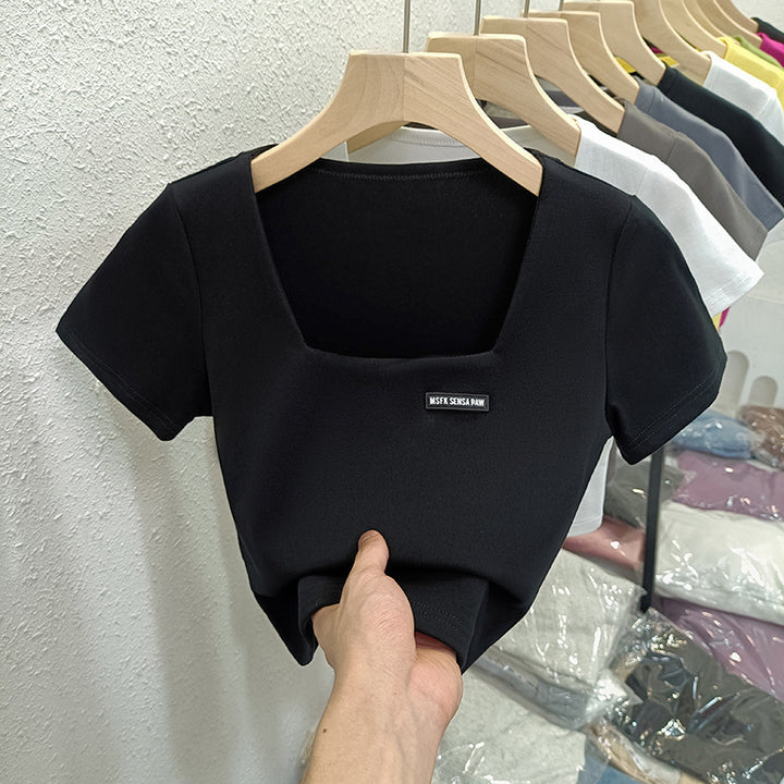 Femme Kvadrat-Udskæring Tætsiddende T-shirt Stilla