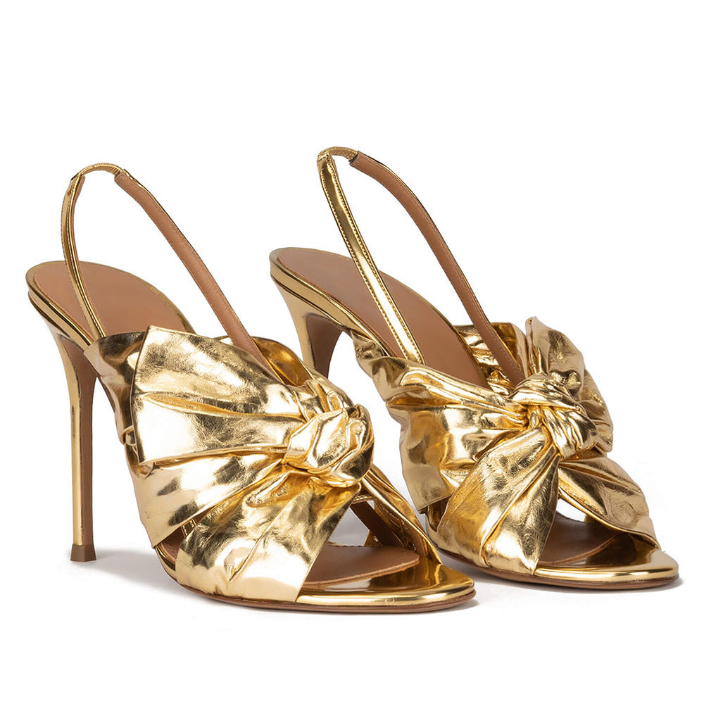 Dame høje hæle slingback sandaler med dekorativ knudedetalje Stilla