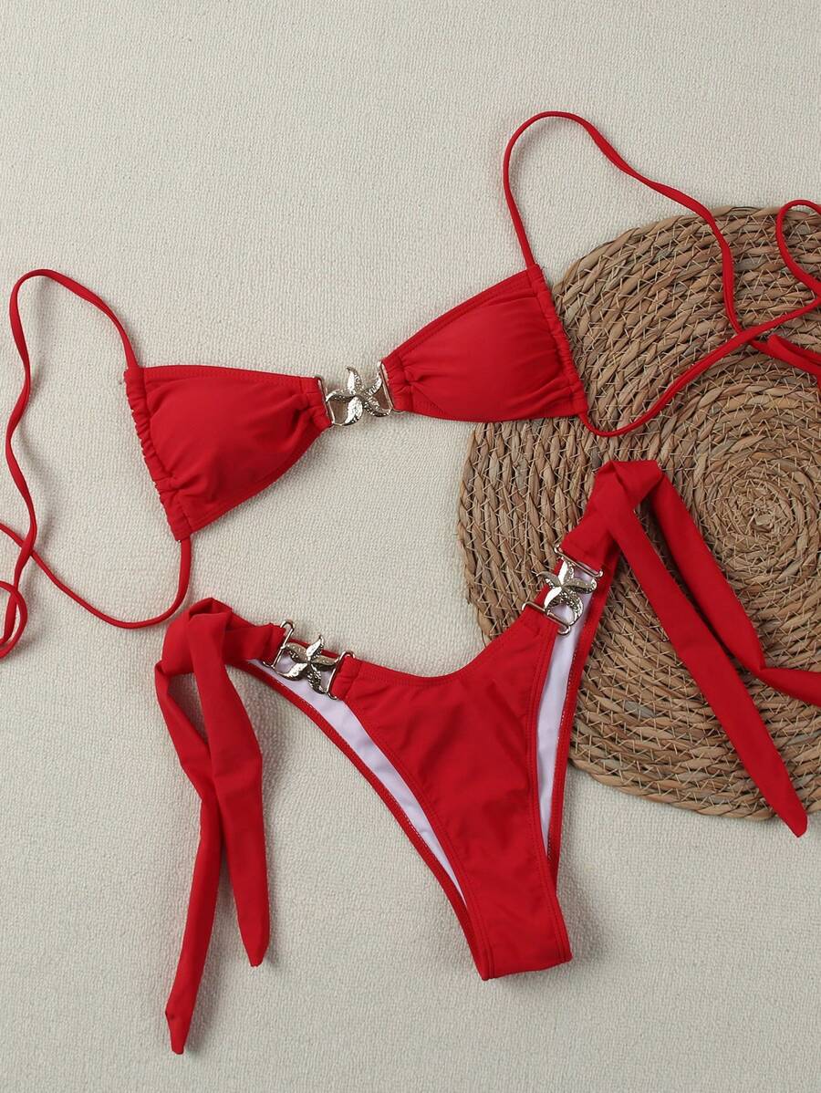 Dame bikini sæt med justerbare stropper og glamorøse dekorative detaljer Skovae