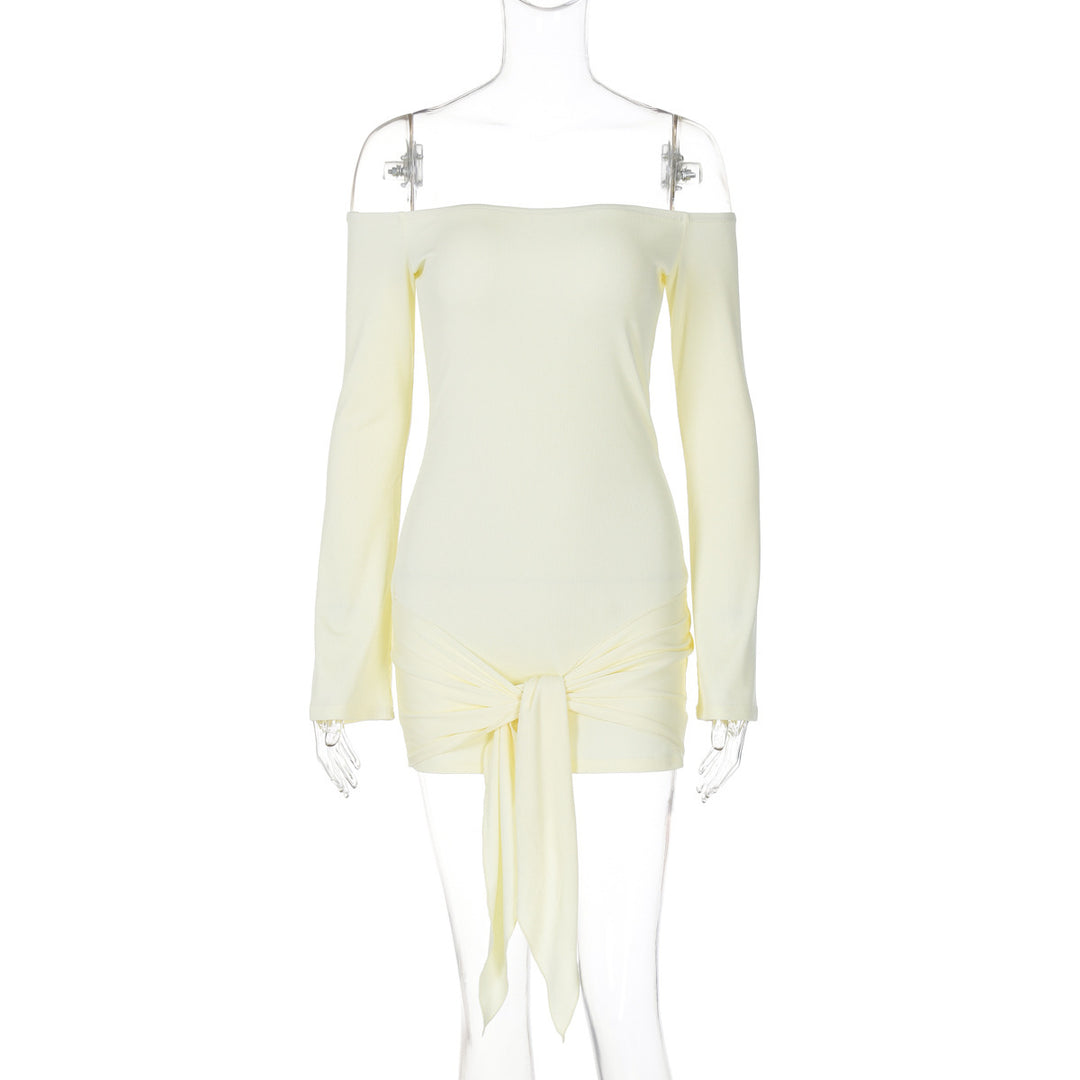 Dame Off-Shoulder Minikjole med dekorativ knude og elegant snit Stilla