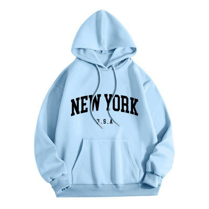 Dame hoodie med stilfuld New York print Skovae