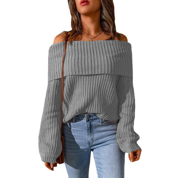 Dame Off-Shoulder Strikpullover Stilla