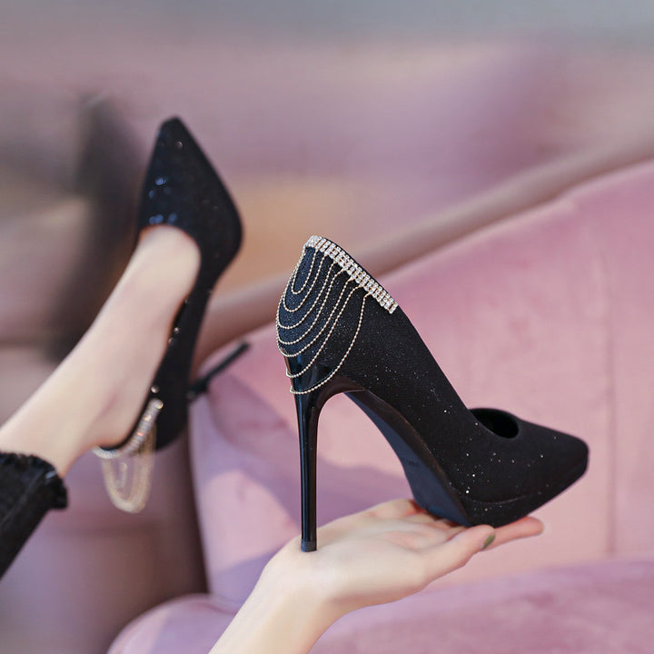Damer High-Heel Pumps med funklende strassdetaljer og elegant design Stilla
