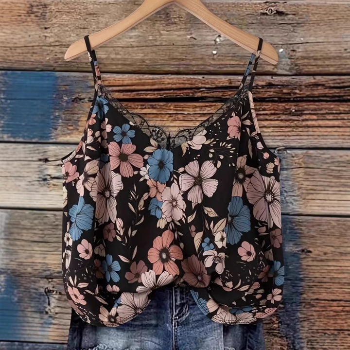 Dame bluse t-shirt med blomsterdesign Skovae