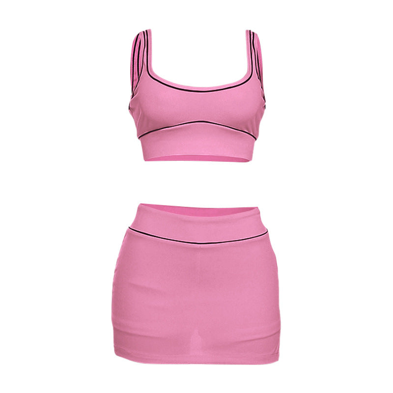Dame Sporty Crop-Top og Nederdel Sæt Stilla