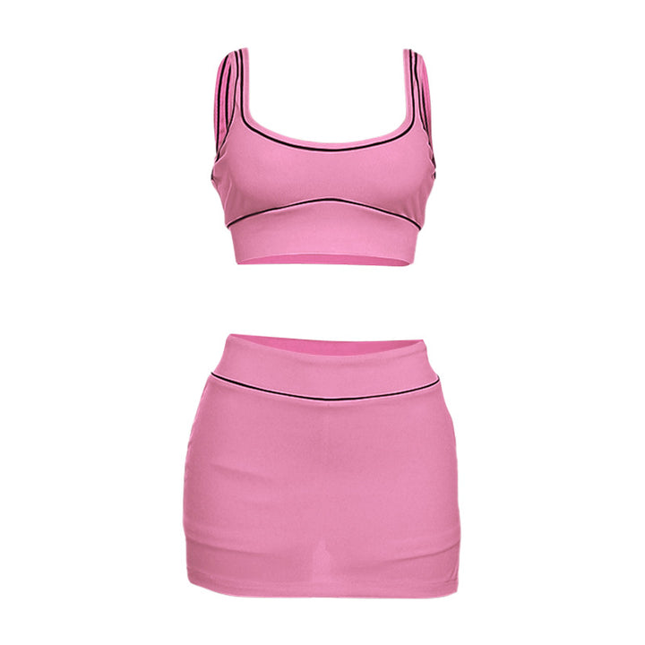 Dame Sporty Crop-Top og Nederdel Sæt Stilla