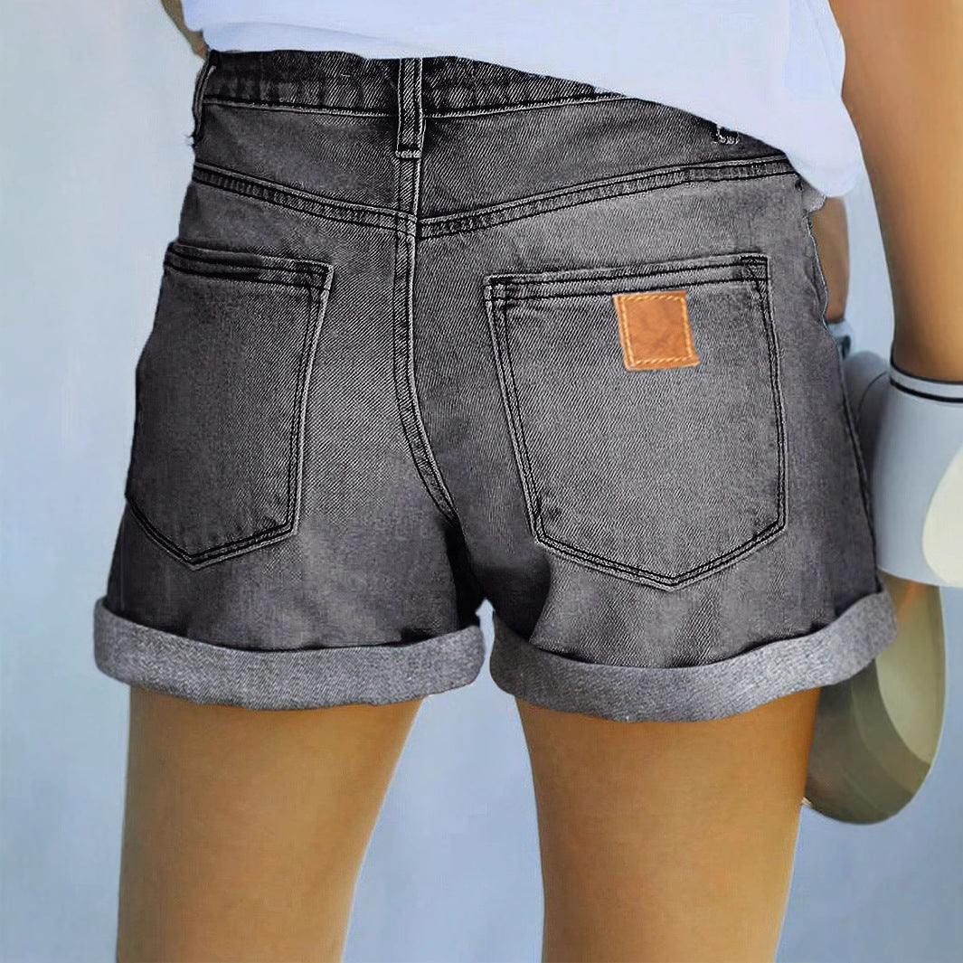 Dame mode Destroyed Denim Shorts med høj talje og oplyste områder Stilla