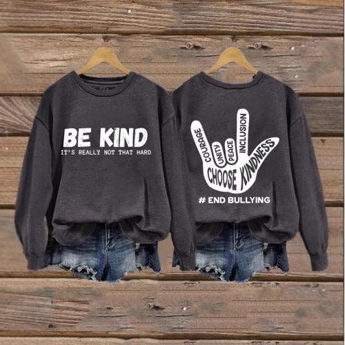 Kvinders sweatshirt med positiv besked og kreativ hånddesign Stilla