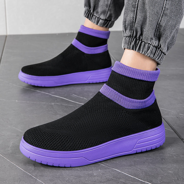 Herrer High-Top Åndbar Strik-Sneaker med Dæmpning Støtte Stilla