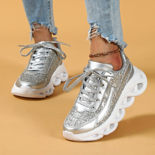 Dame Glitrende Sport-Sneakers med højdæmpende sål Stilla
