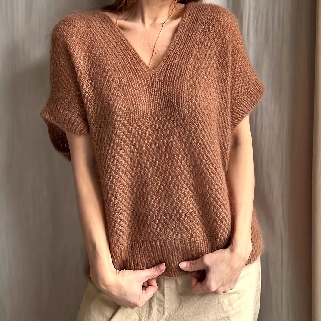 Femme Chunky Strik V-Udskæring Top Stilla