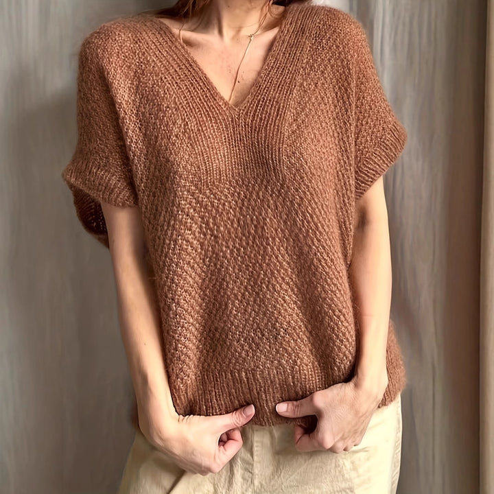 Femme Chunky Strik V-Udskæring Top Stilla