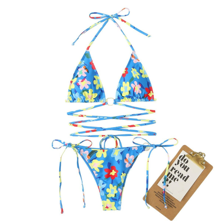 Dame Strop Floral Print Bikini Sæt Stilla