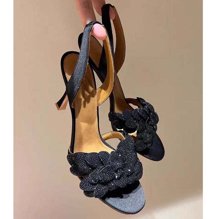 Dame rhinestone-besatte slingback-sandaler med knude-detail Stilla