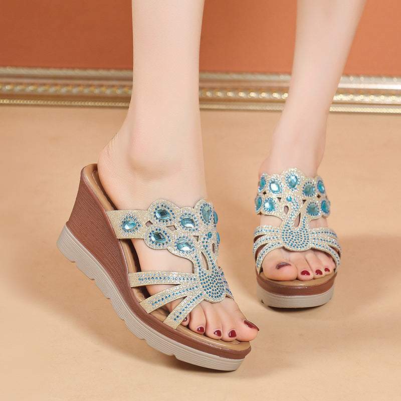Dame Wedge-sandaletter med glamorøst strassdesign Stilla