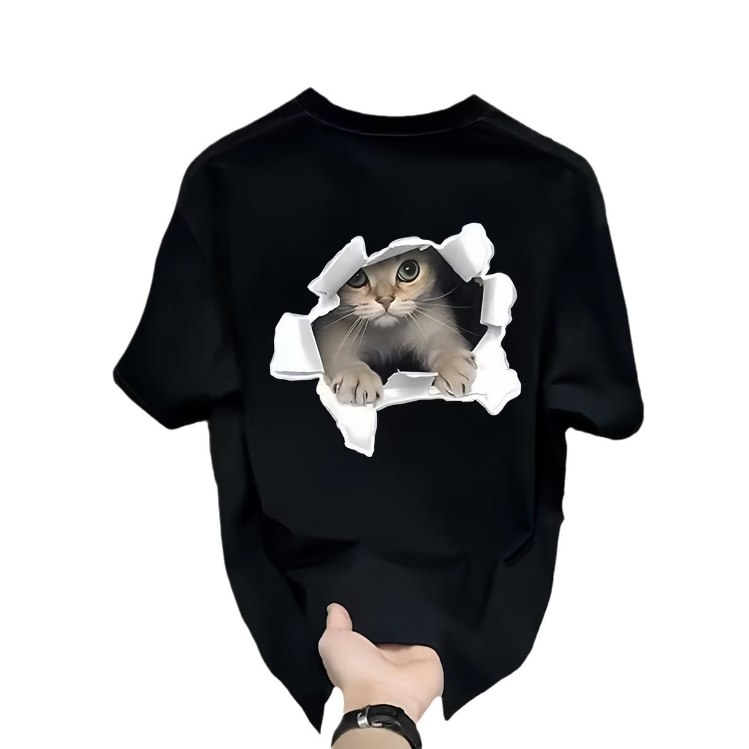 Dame T-shirt med kreativt kattemotiv og unikt huldesign Stilla