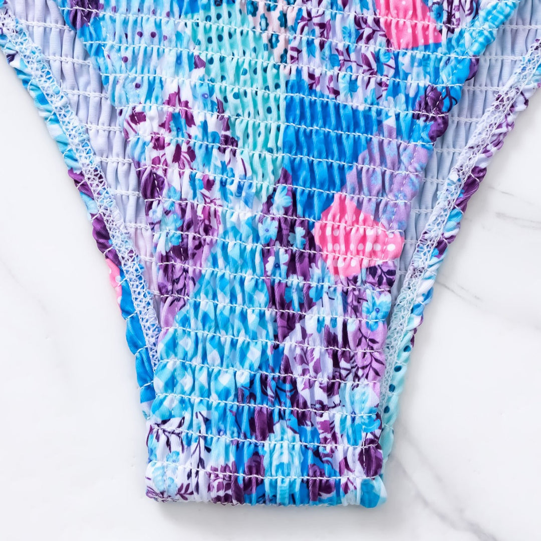Dame bikini sæt med smart højtaljet snit og modemiks mønster Stilla