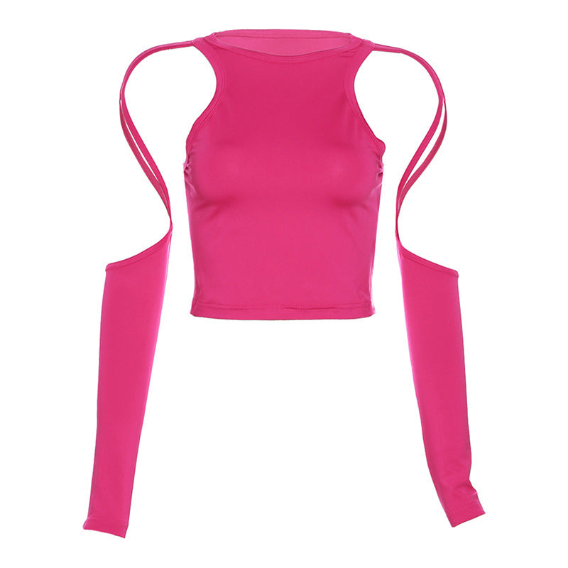 Dame Modish Crop-Top med innovativt ærmedesign Stilla