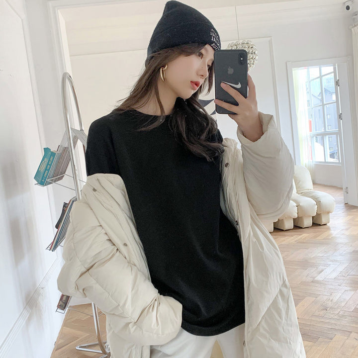 Dame Oversized Langærmet T-shirt med asymmetrisk kant og blødt materiale Stilla