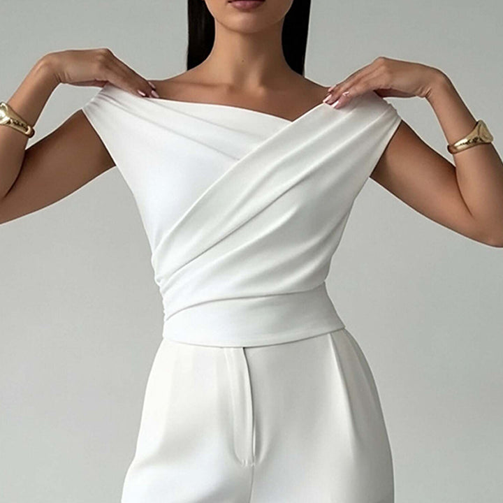 Damer Elegant Top med Wrap Look og en Skær Betoning Stilla