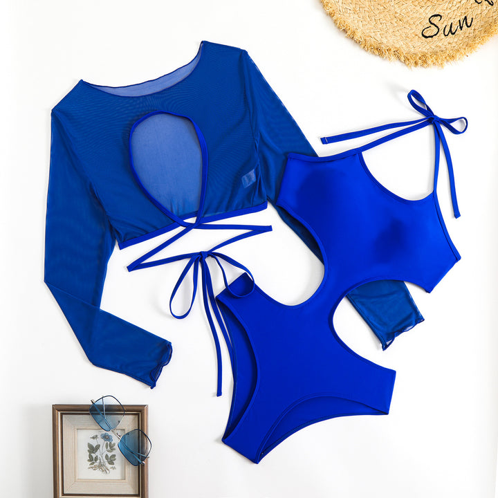 Dame Sporty Tankini-sæt med gennemsigtigt top og moderne snit Skovae
