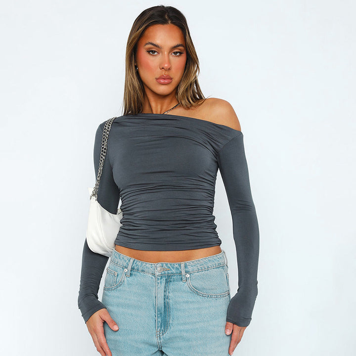 Damer Rynk Longsleeve med asymmetrisk U-hals Stilla
