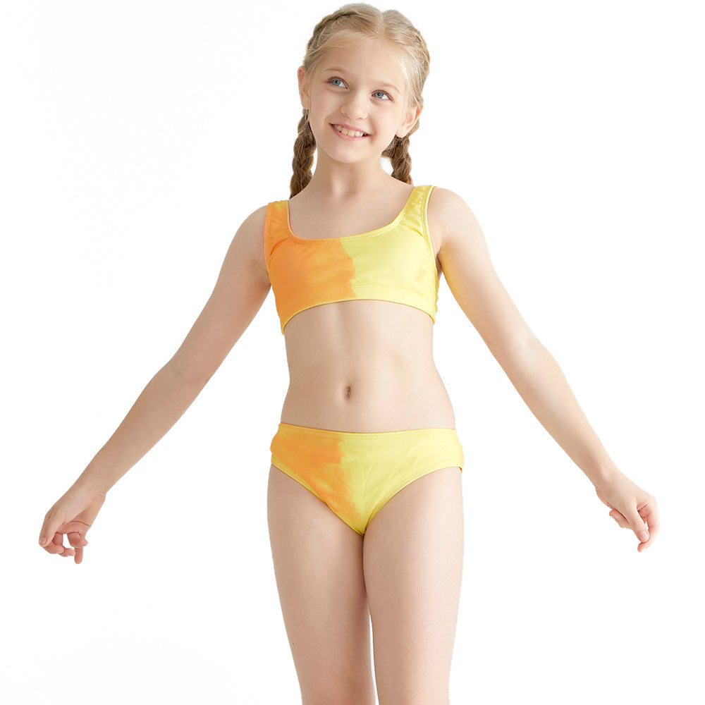 Pige bikini-sæt med højt skåret bund og sporty overdel Stilla