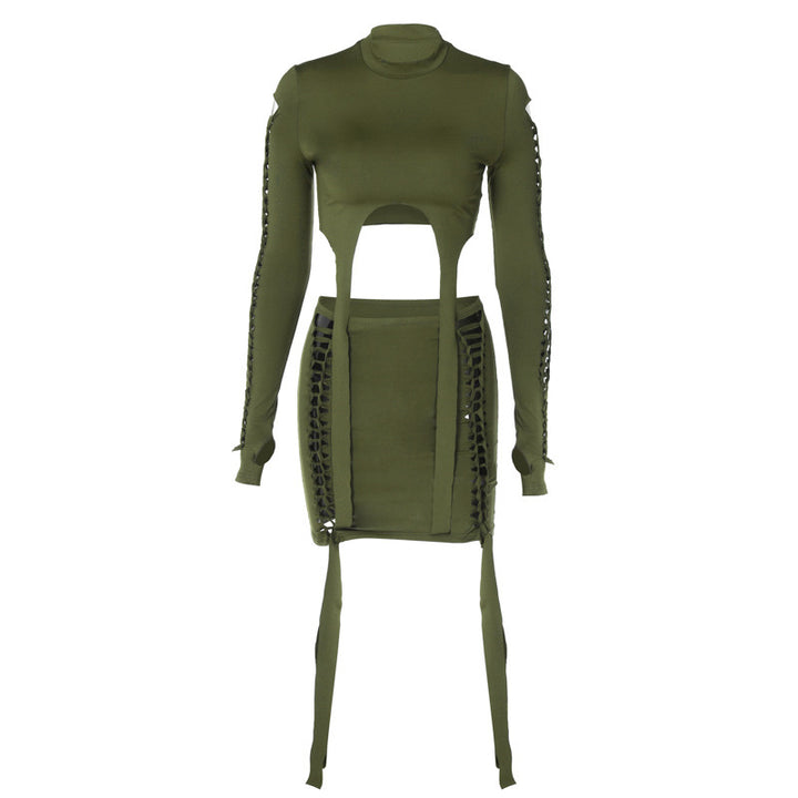 Dame trendy minikjole med cut-out-detaljer og lange ærmer Stilla