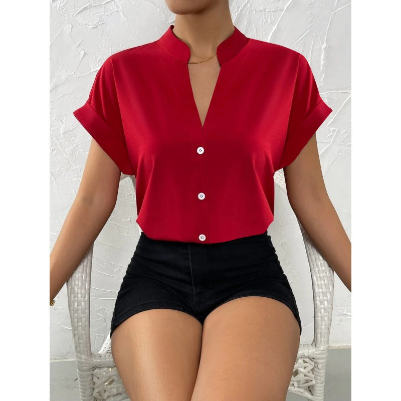 Dame Chic Mandarinkrave Bluse Stilla