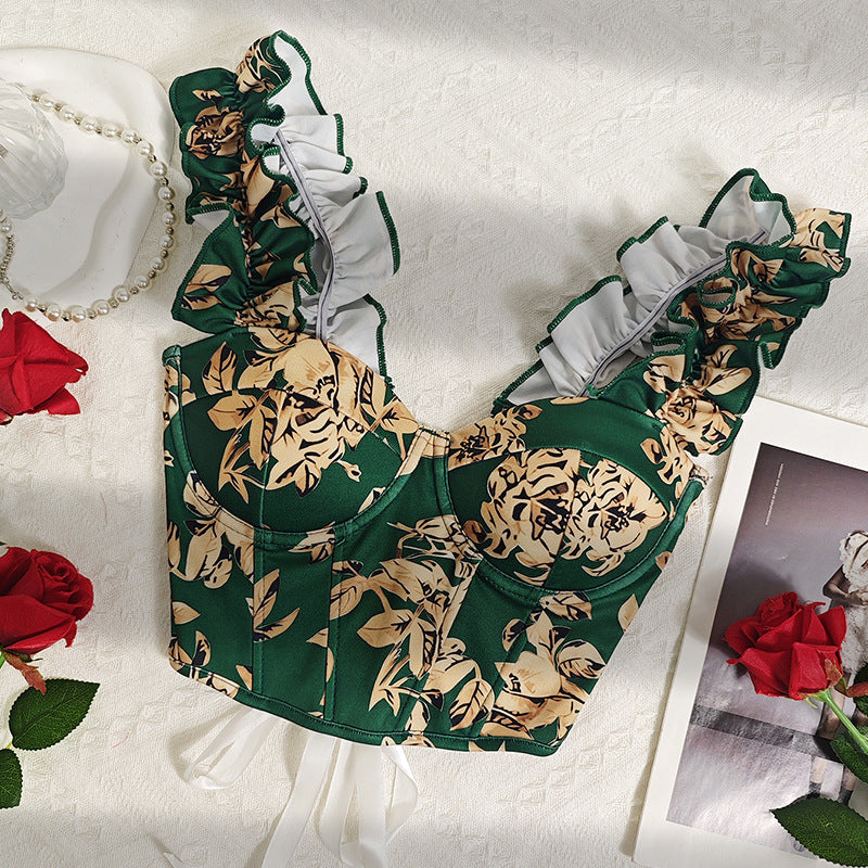 Dame Bustier i romantisk floral design med ruffled detaljer Stilla