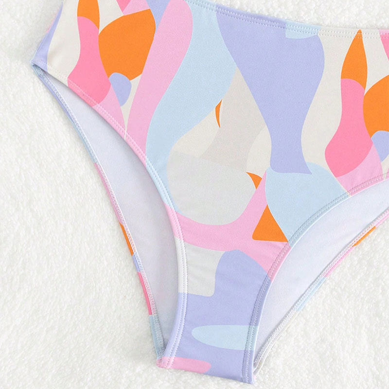 Damer højt skåret bikini-sæt med moderne V-udskæring Skovae