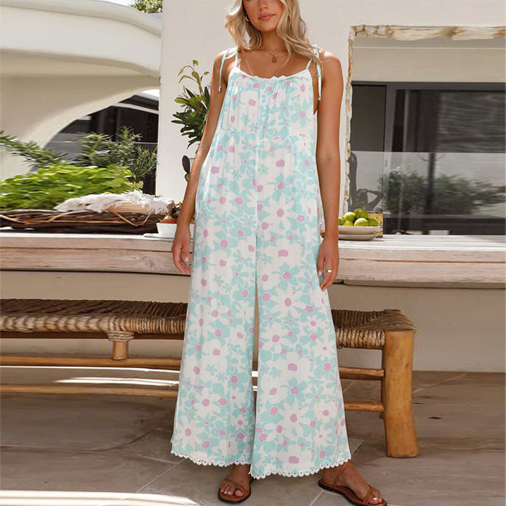Dame luftig jumpsuit med blomsterprint og justerbare stropper Stiila