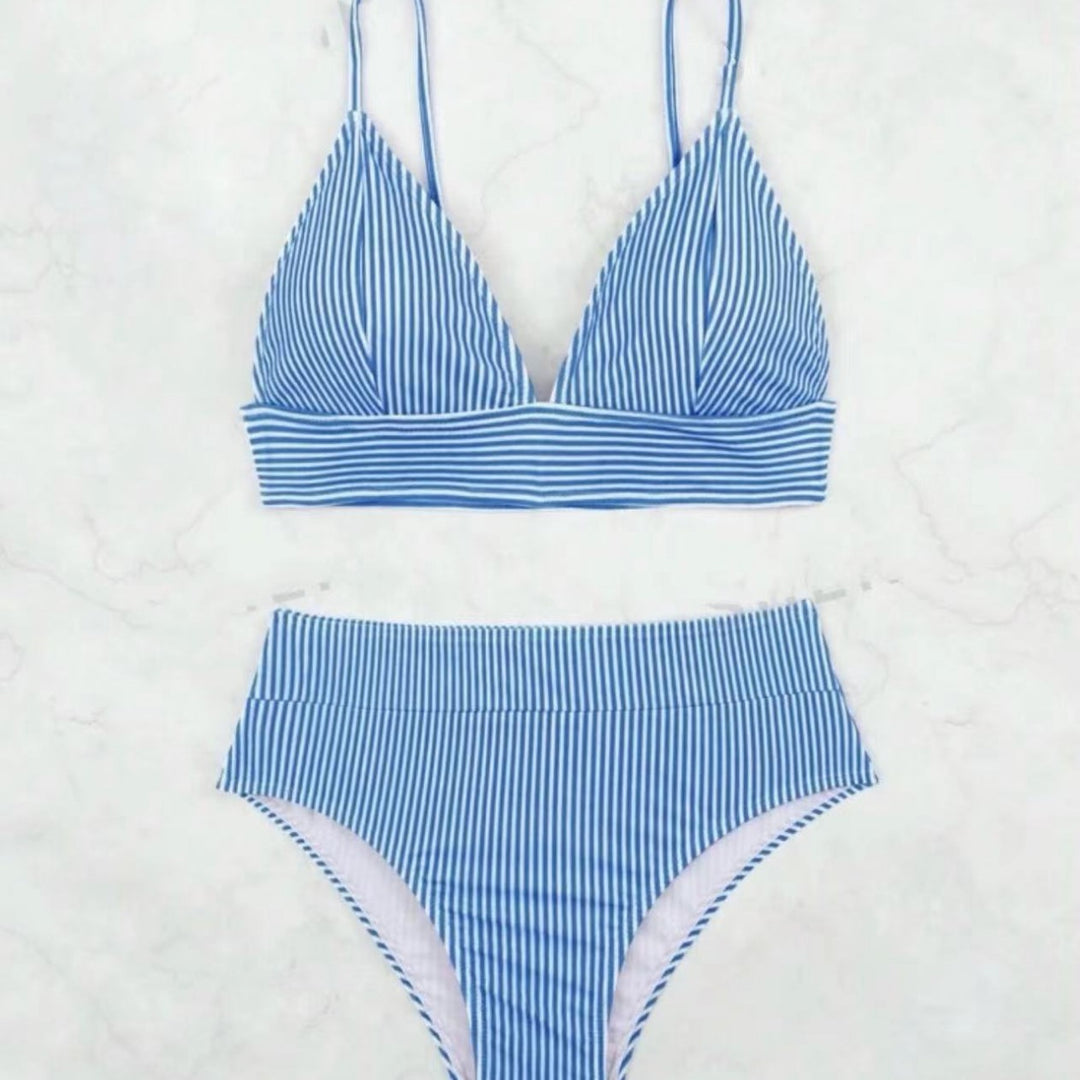 Kvinder stribet høj taljet bikini sæt Stilla