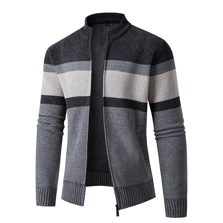 Herrer struktureret strik-zip--pullover Stilla