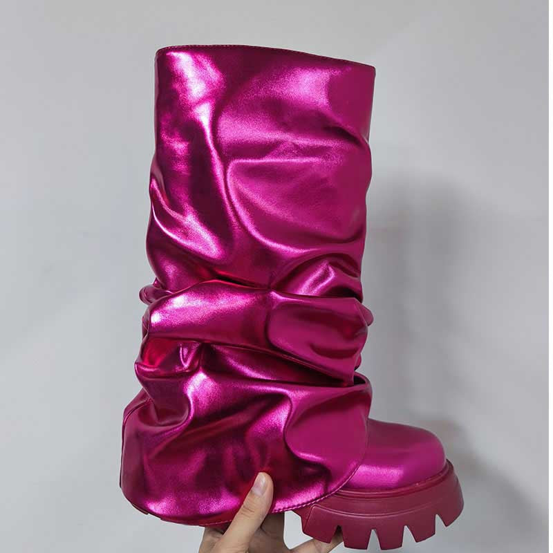 Femme Slouchy Metallic Over-knæ-støvler Stilla