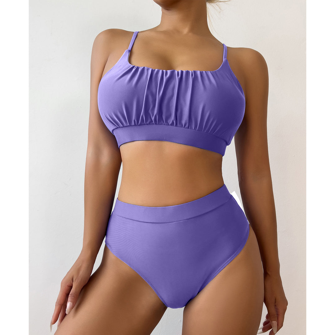 Damer Crop-Top Bikini-Sæt med høj talje og raffineret rynkning Stilla