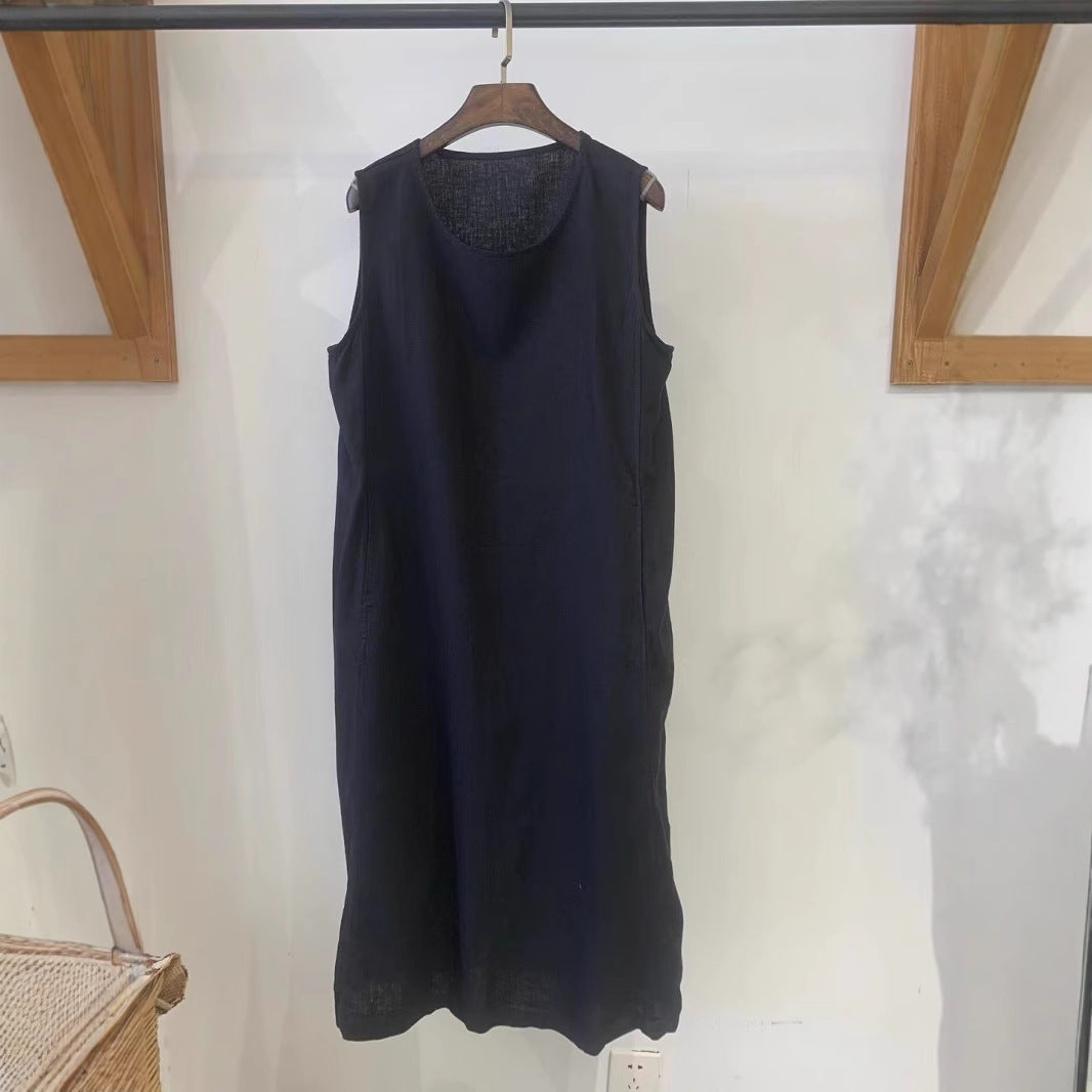 Femme Elegante Ærmeløs Linned Shift Kjole Stilla